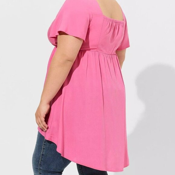 NWT Torrid Gin Fizz Babydoll Challis Lace Up Hi Low Top in Size 2 (18/20) - Picture 7 of 10